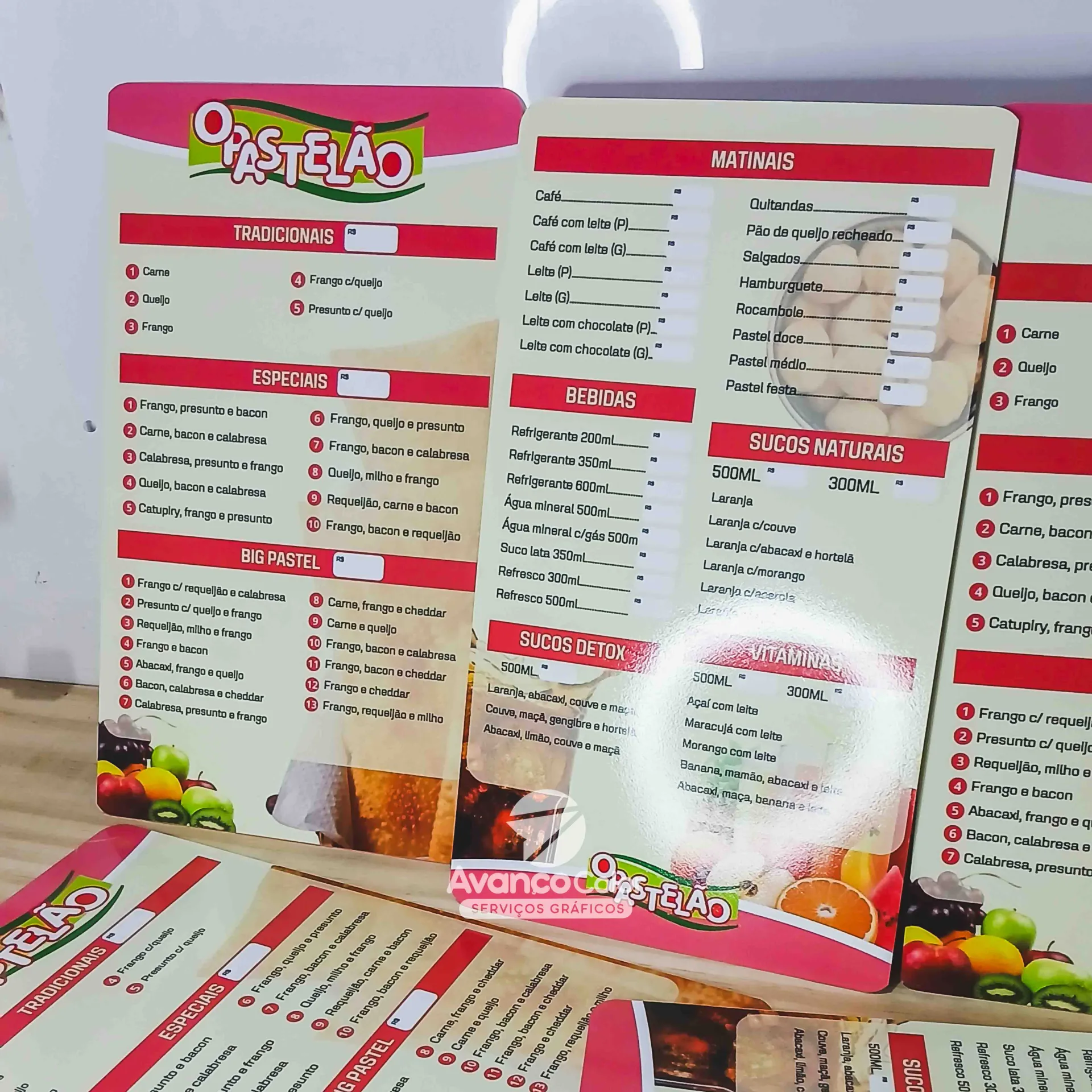 Cardápio A3 29,7cm x 42cm PS 1mm Personalizado 2